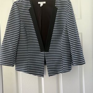 White House Black Market Black and White Striped Blazer